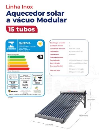 Aquecedor 15 tubosvacuo