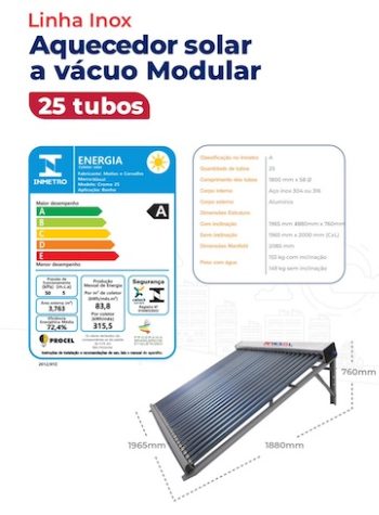 Aquecedor solar25tubos